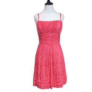 BCBGMAXAZRIA CAMELIA ROSE SILK STRAPLESS COCKTAILS DRESS